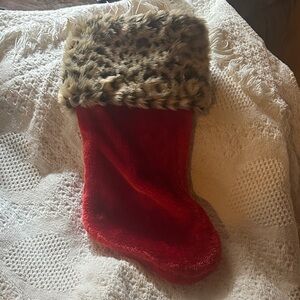 Red Christmas Stocking Faux Fur Cuff